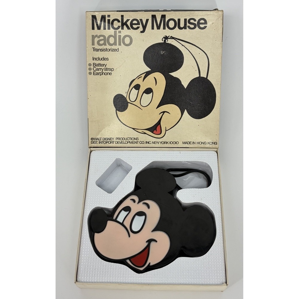 Vintage 1970s Mickey Mouse AM Portable Transistor Radio Model 179 with Box